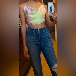 ZARA Backless crop top tie dye blouse